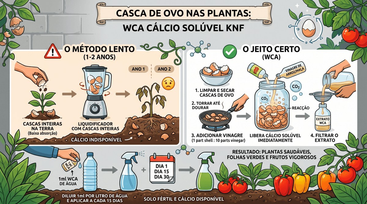 Casca de Ovo nas Plantas do Jeito Certo: Como Fazer Cálcio Solúvel (WCA) da Agricultura Coreana